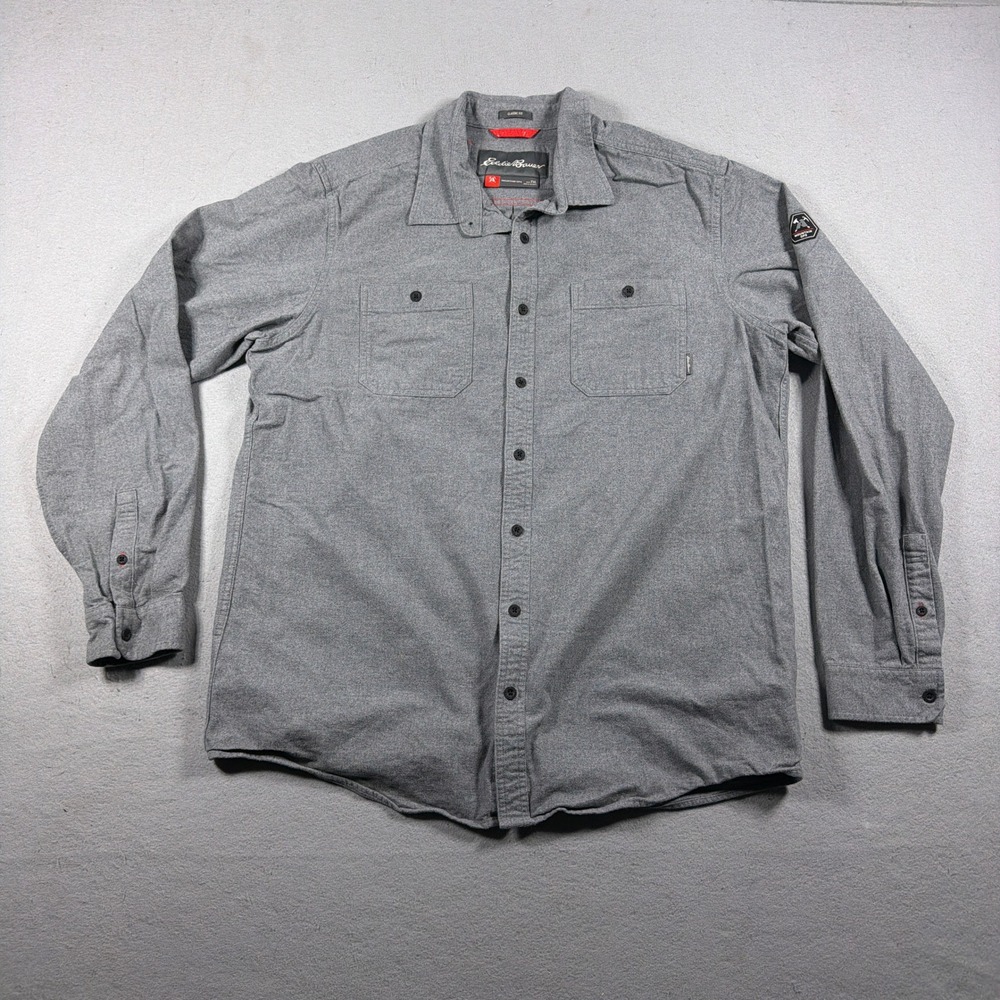Eddie Bauer Mountain Ops Shirt Men TXL  Gray Flannel Chamois‎ Snowcat Gorpcore